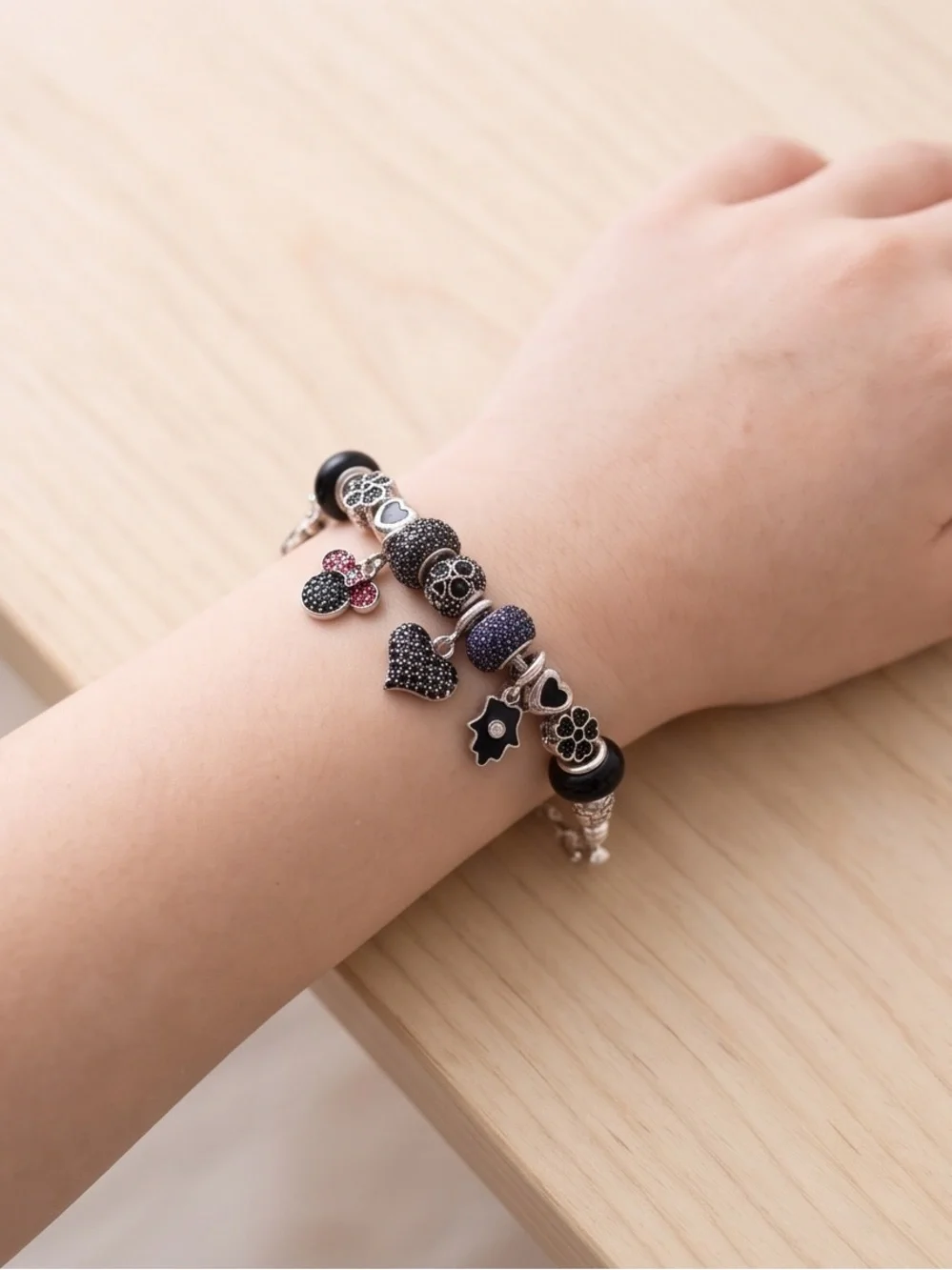Kids Charm Bracelet with Silver & Rhinestone Accents (7–8 Inches)